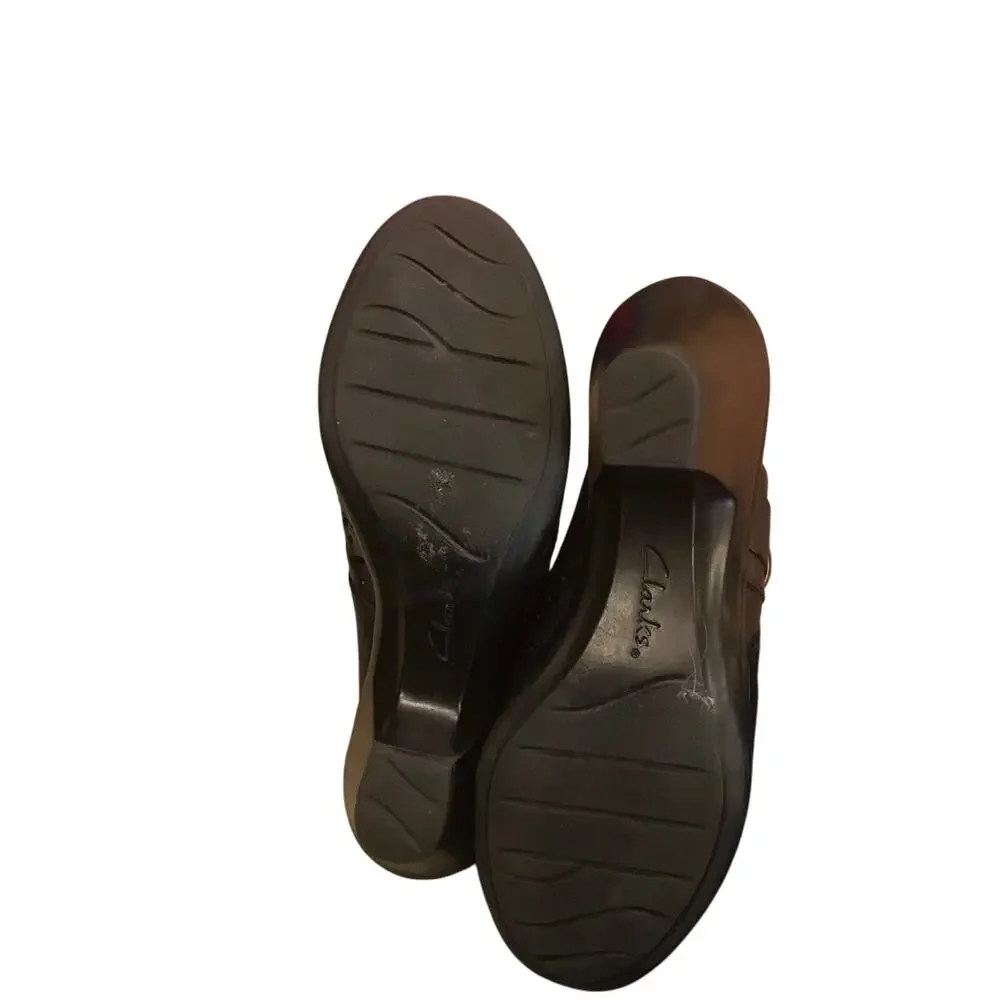 Clarks black leather bendable heeled clogs size 7 1/2 - Picture 4 of 4